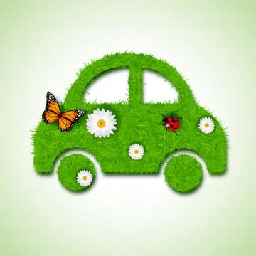 Car icon from grass background Stock Illustration