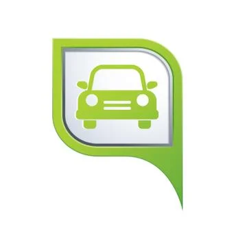 Car icon on green map pointer Stock Illustration