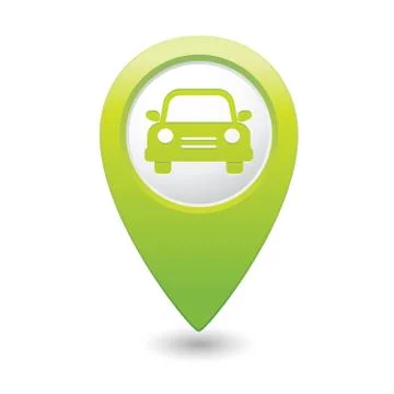 Car icon green map pointer Stock Illustration