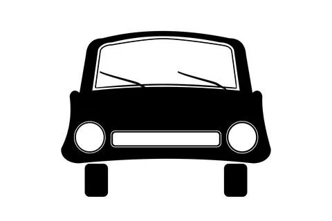 Car icon isolated on white background. Sedan vehicle black silhouette. Stock Illustration