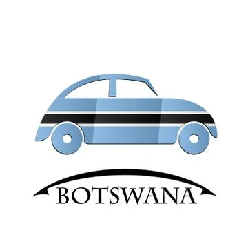 Car icon made from the flag of Botswana Stock Illustration