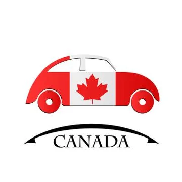 Car icon made from the flag of Canada Stock Illustration