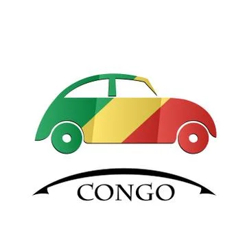 Car icon made from the flag of Congo Stock Illustration