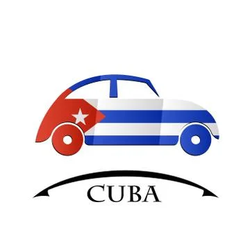 Car icon made from the flag of Cuba Stock Illustration