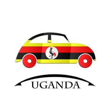 Car icon made from the flag of Uganda Stock Illustration