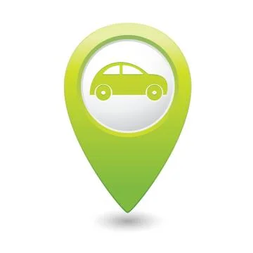 Car icon on map pointer green Stock Illustration