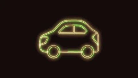 Car Icon Neon Seamless Loop 4K (Black Background) Video stock 310357402
