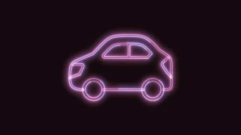 Car Icon Neon Seamless Loop with Black Background 4K Video stock 311301234