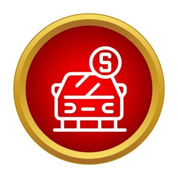 Car icon with number countdown on red button Stock Illustration