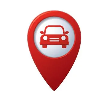 Car icon red map pointer Stock Illustration