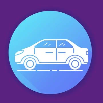 Car icon sedan flat vector illustration.Isolated on a blue background. Stock Illustration