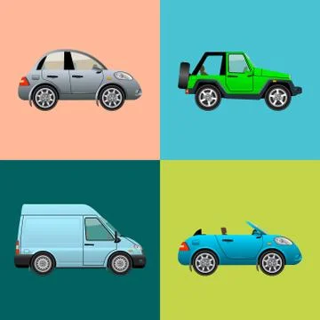Car icon set isolated. Stock Illustration