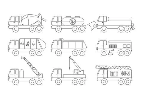 Car icon set, outline vector illustration Stock-Illustration