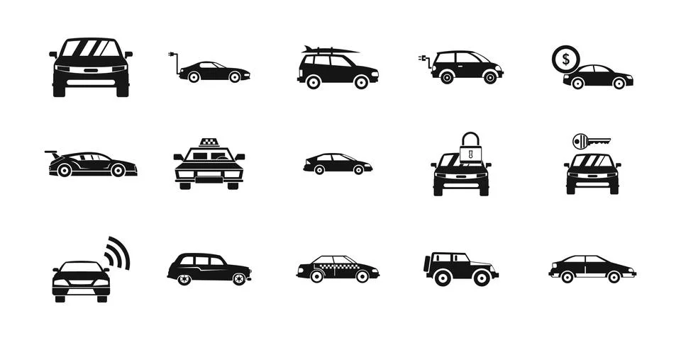 Car icon set, simple style Stock Illustration