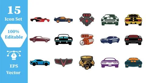 Car icon set vector illustrations with automotive transport transportation Stock Illustration