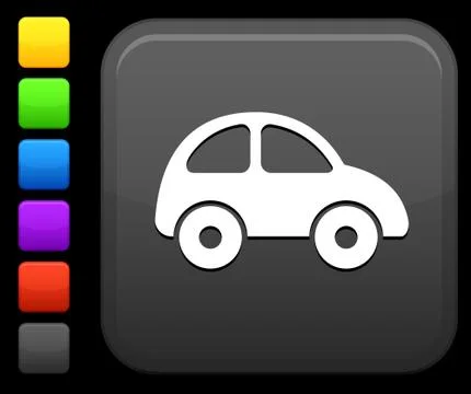 Car icon on square internet button Stock Illustration
