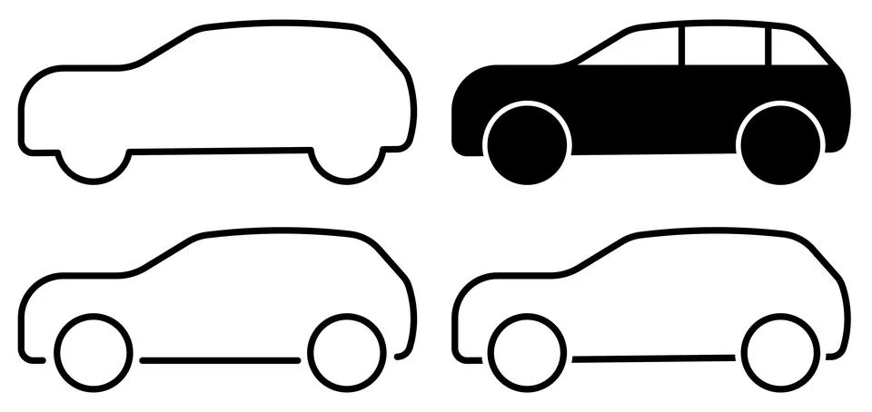 Car icon vector. Minimal car silhouette. Vehicle icon set. Automotive outline Stock Illustration