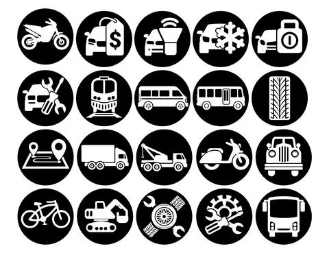Car icons set for web design and user interface vector. Illustrazione stock