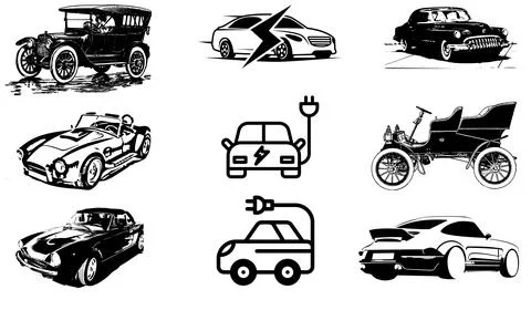 Car icons set on white background, car icons 库存插图