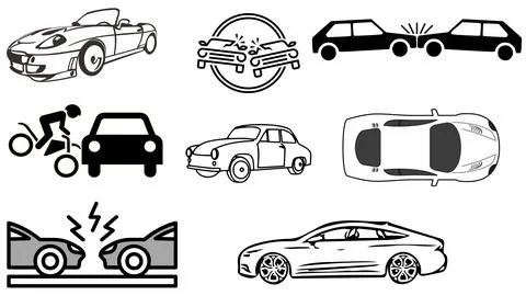Car icons set on white background, car icons 库存插图