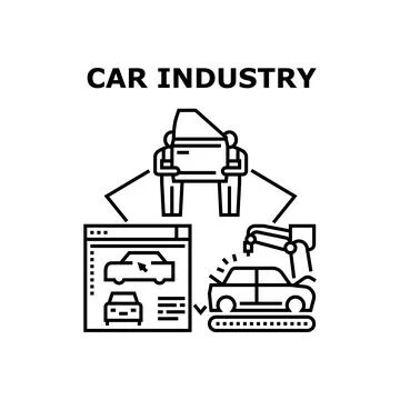 Car Industry Vector Concept Black Illustration Stockillustratie