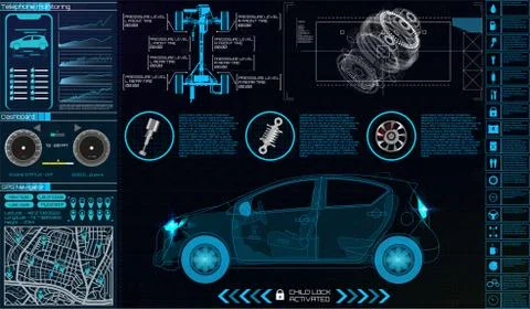 Car infographics. HUD for the application Ilustración de archivo