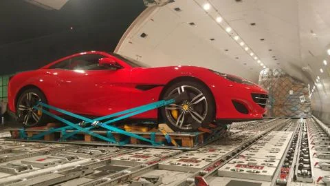 Car inside cargo plane Stock Photos