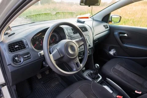 The car inside the driver's seat. The interior of a prestigious modern car 写真素材
