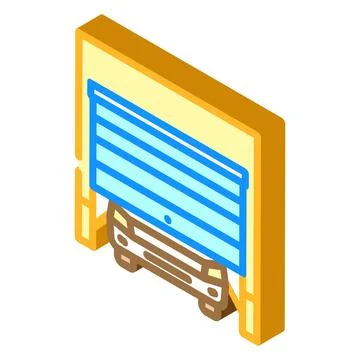 Car inside garage isometric icon vector illustration Illustrazione stock