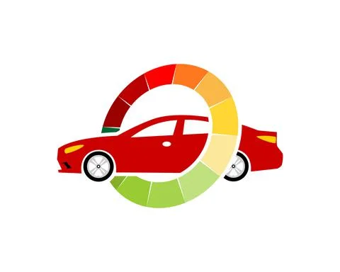 Car inside the speedometer indicator illustration Stock Illustration