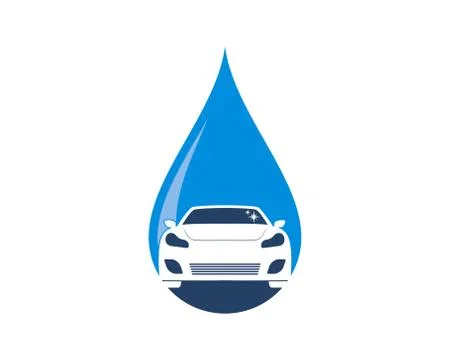 Car inside the water drop shape Stock Illustration