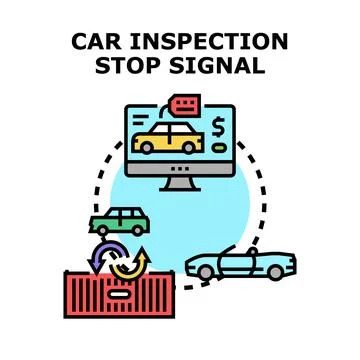 Car inspection process concept inspecting vehicle value Stock Illustration
