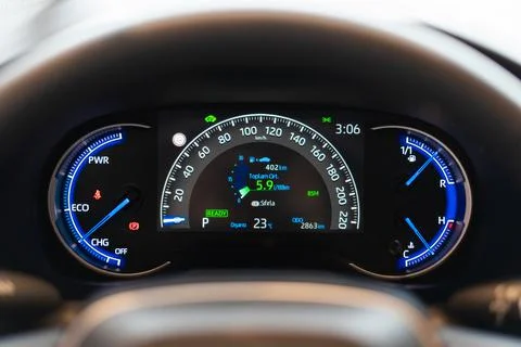 Car instrument panel Dashboard with speedometer, tachometer, odometer Stock Photos