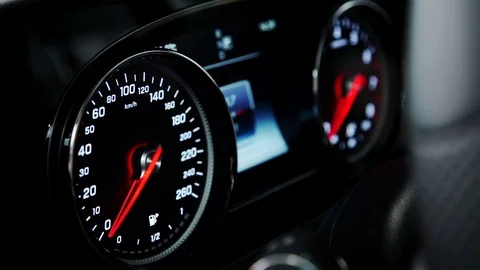 In Car on the instrument panel shows the operability of all systems Stock Footage