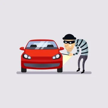 Car Insurance and Theft Vector Illustration Stock Illustration