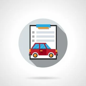 Car insurance contract flat round vector icon Stock Illustration