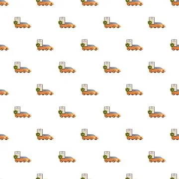 Car insurance document and shield seamless pattern Stockillustratie