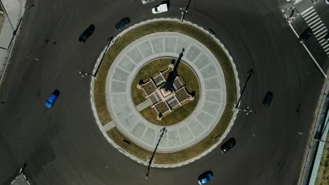 Car interchange in the daytime. Hyperlapse from a great height. The camera rises Stock Footage 198477797