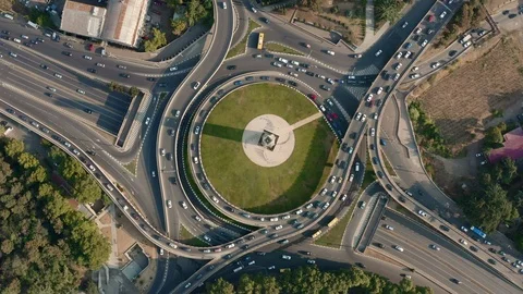 Car interchange with a drone Stock Footage 116544642