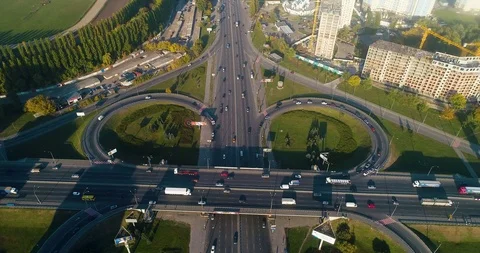 Car interchange, filled with transport. Stock Footage 100680194