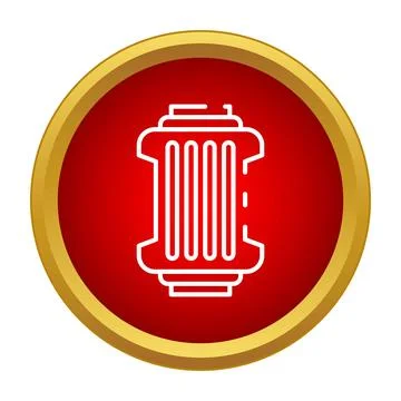 Car intercooler part icon on red button Stock Illustration