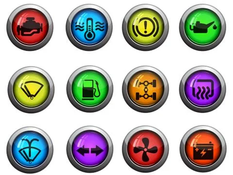 Car interface icons set Stock Illustration