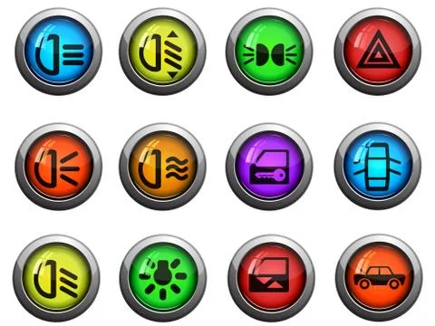 Car interface icons set Stock Illustration