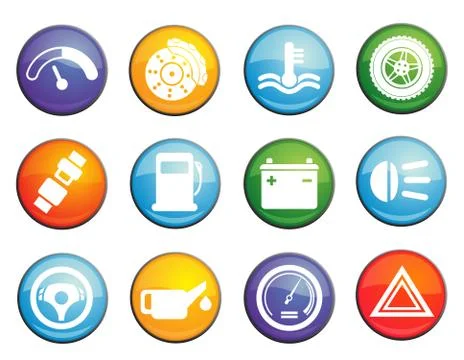 Car interface icons set Illustrazione stock