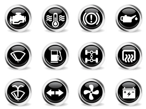 Car interface icons set Illustrazione stock