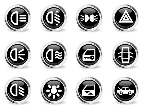 Car interface icons set Stock Illustration