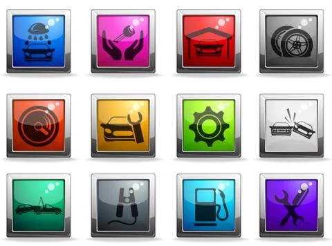 Car interface icons set Illustrazione stock