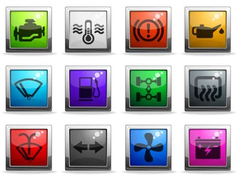 Car interface icons set Stock Illustration