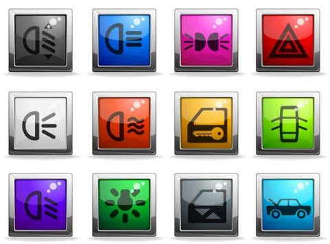 Car interface icons set Illustrazione stock