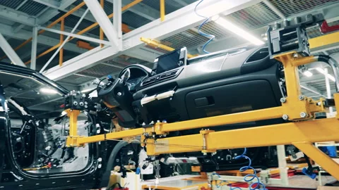 Car interior assembling process at a car factory Stock Footage 143245225